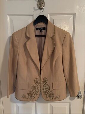Make offer! Kasper Women's Beige Gold Embroidered Blazer Jacket 12